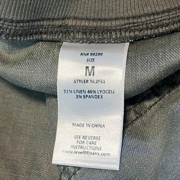 Level 99 Women's Linen Blend Pull-On Drawstring Army Green Joggers Pants Sz M - Picture 13 of 13